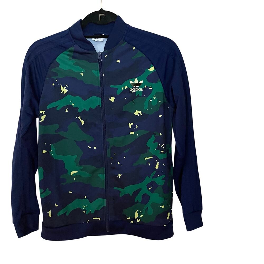 Adidas Adicolor SST Track Jacket Kids 9-10 Green Blue Camo Primegreen
